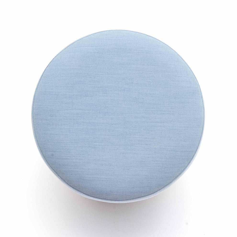 Dex Cream Upcycled Fabric Ottoman