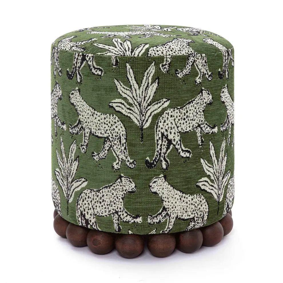 Dex Cream Leopard Jacquard Ottoman