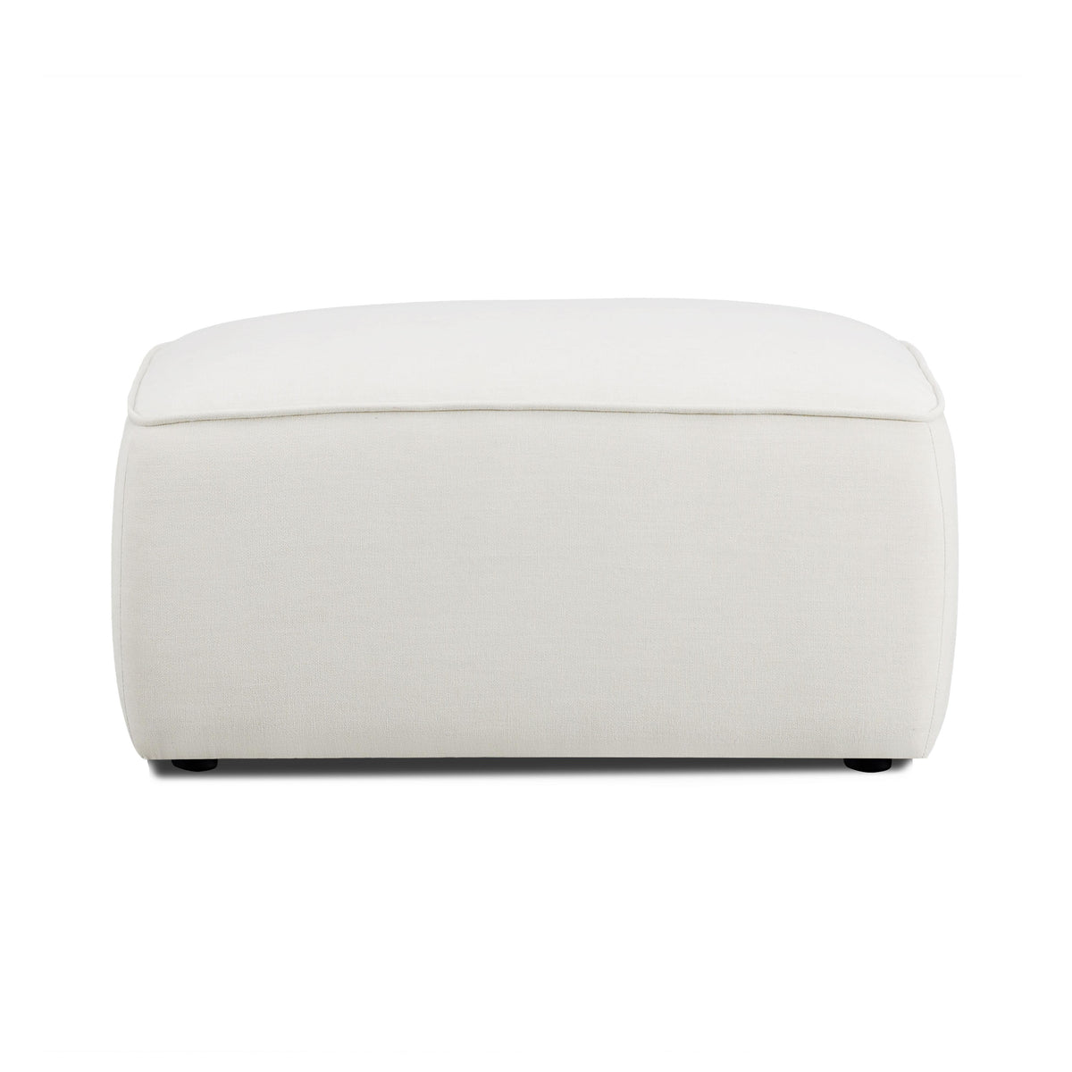 Travie Sand Upcycled Performance Linen Ottoman - View 2