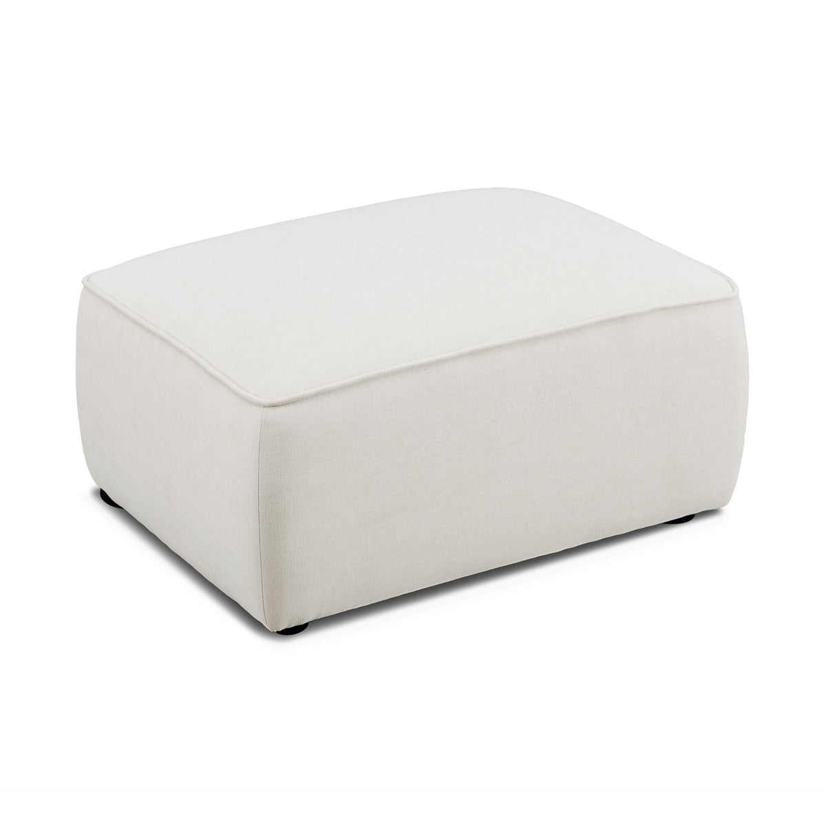 Travie Sand Upcycled Performance Linen Ottoman - View 3
