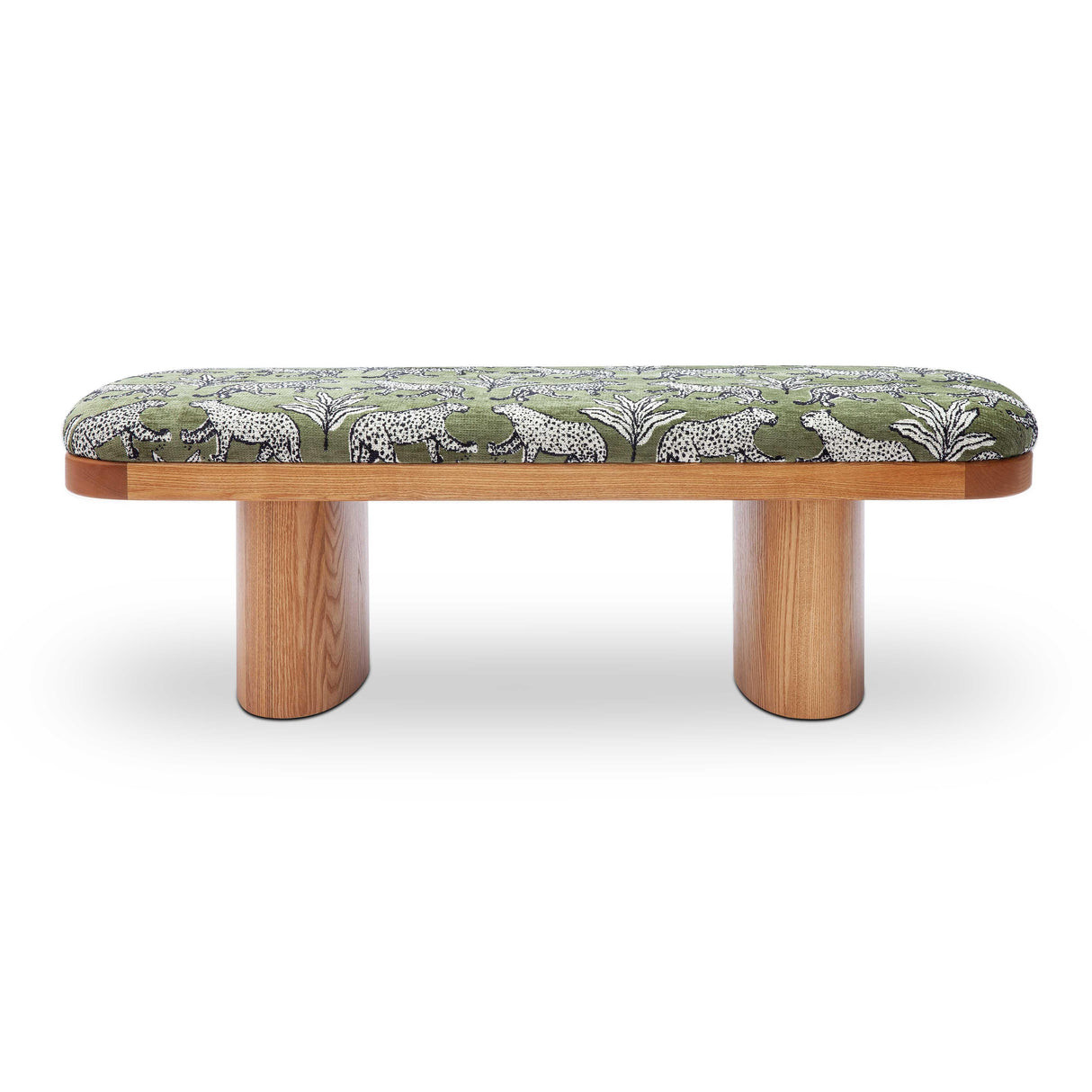 Ollie 48" Olive Green Leopard Jacquard Bench