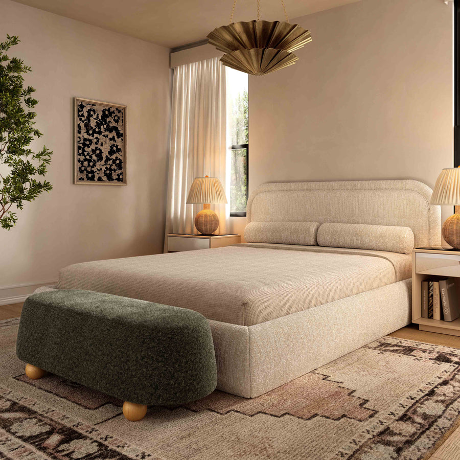 Jaine 48" Loose Mohair Large Ottoman