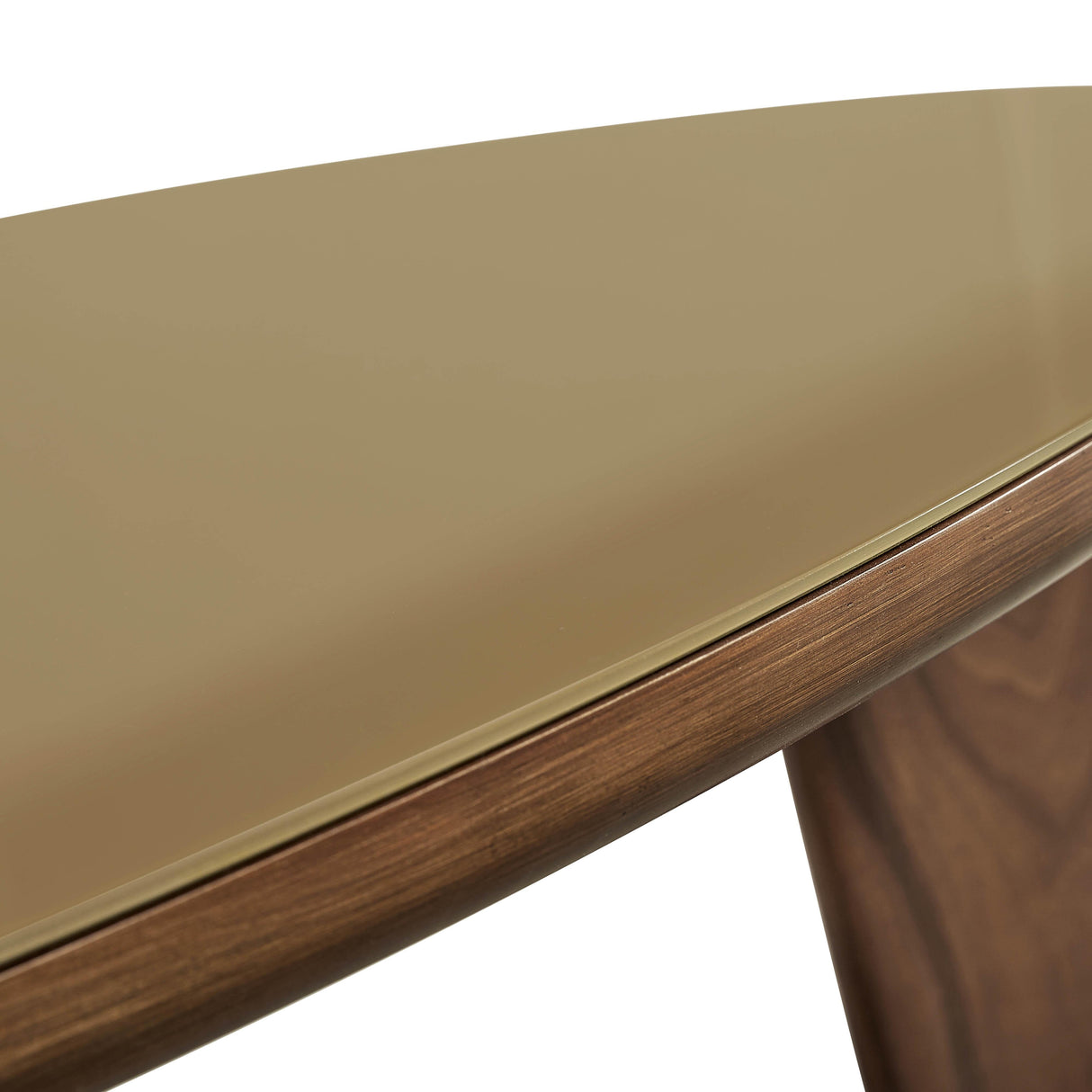 Oani 46" Walnut and Glass Triangular Coffee Table