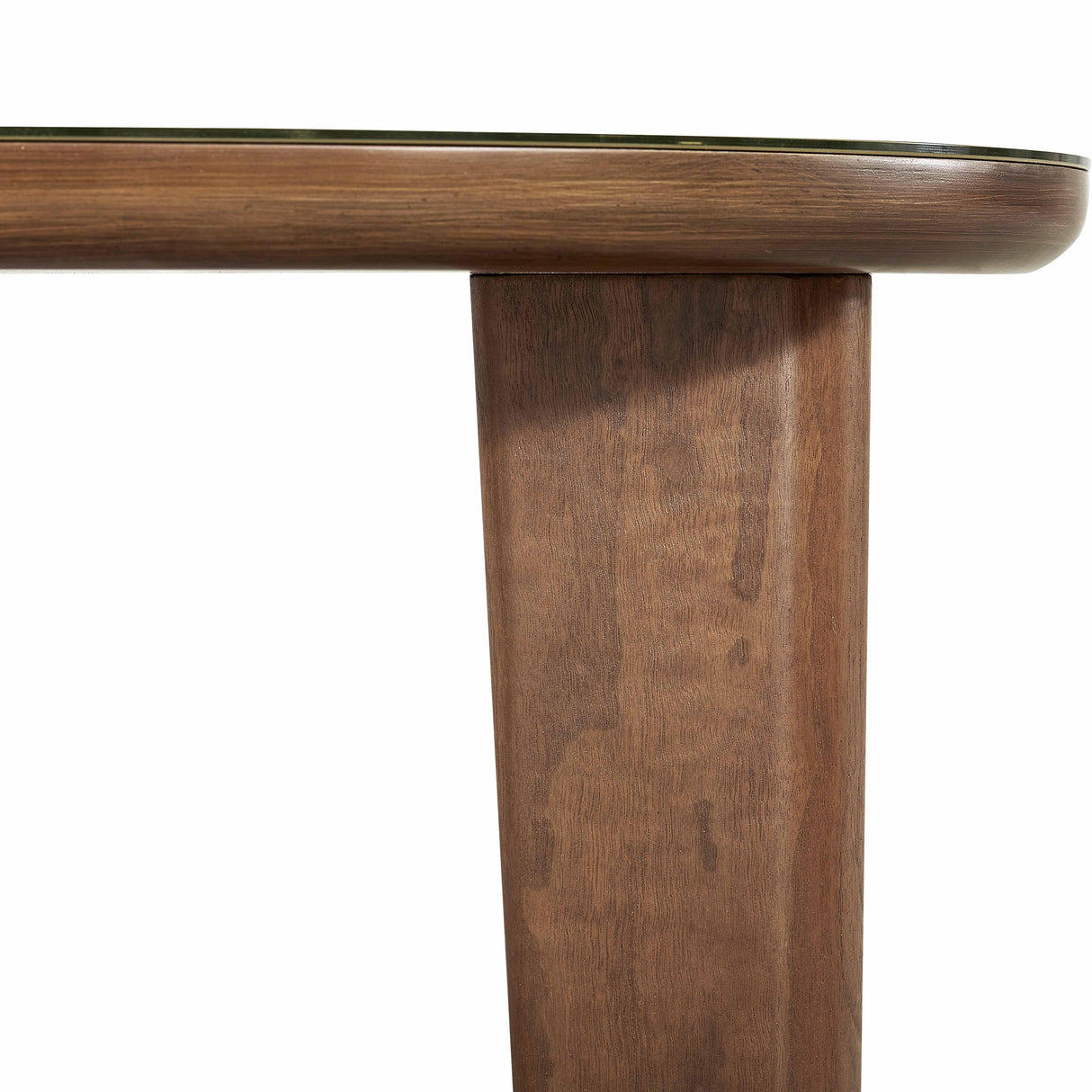 Oani 46" Walnut and Glass Triangular Coffee Table