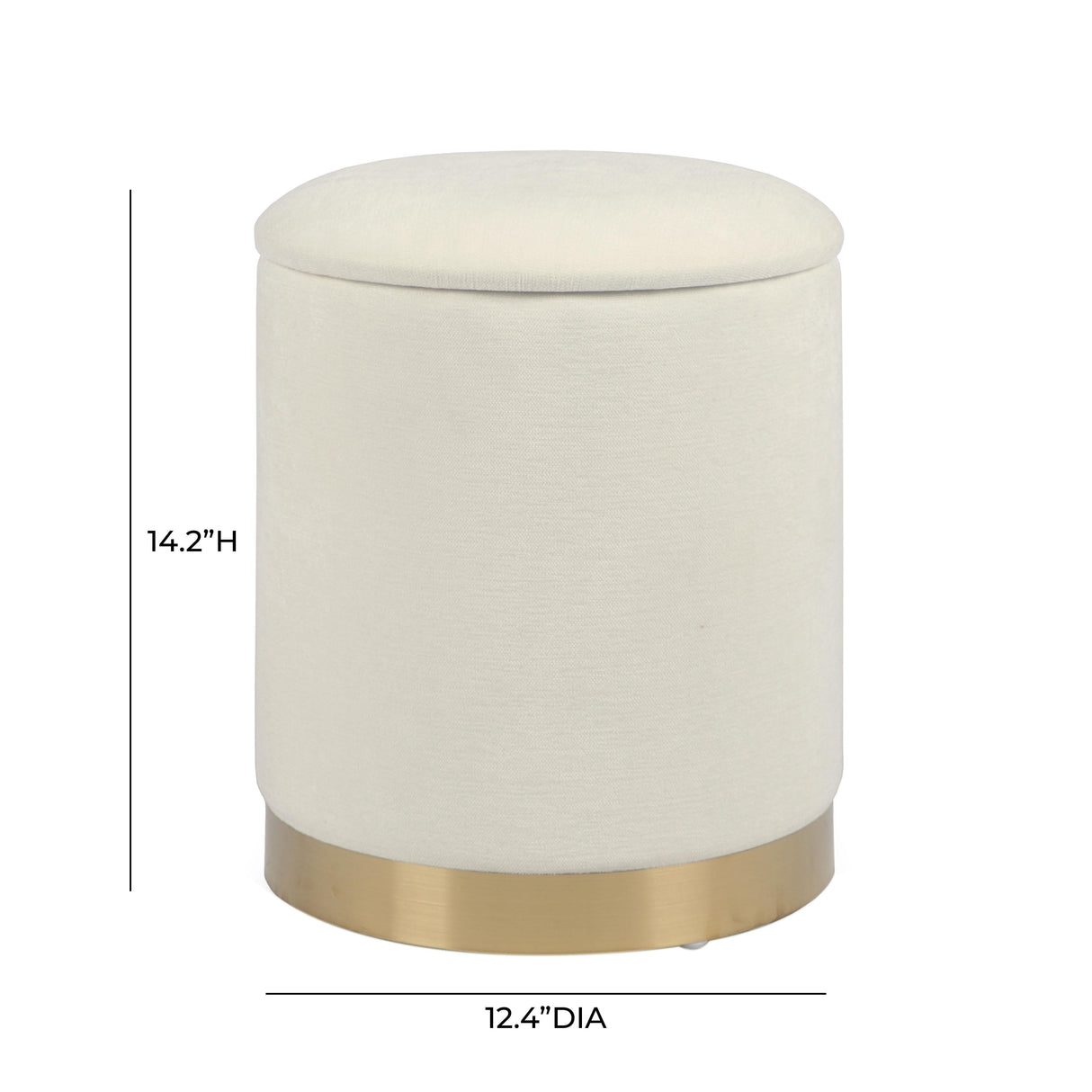 Zoe Cream Chenille Storage Ottoman