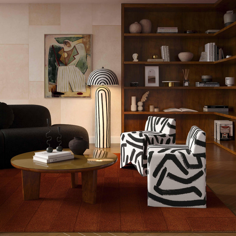 Pippa Black Brushstroke Print Stool