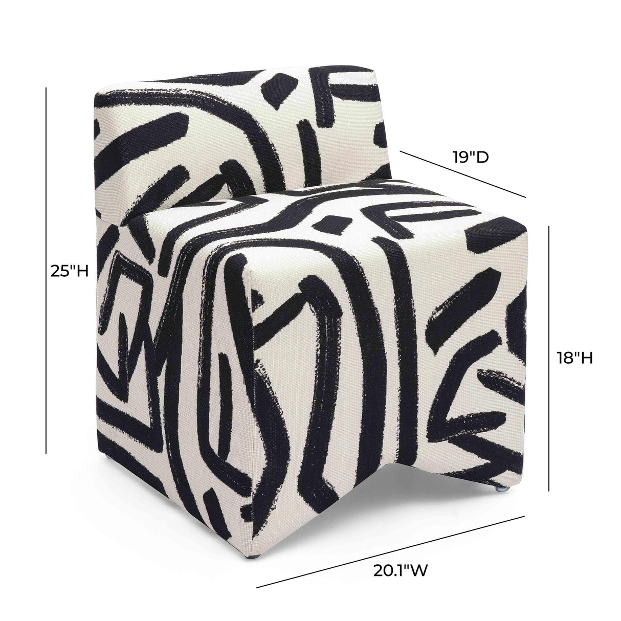 Pippa Black Brushstroke Print Stool