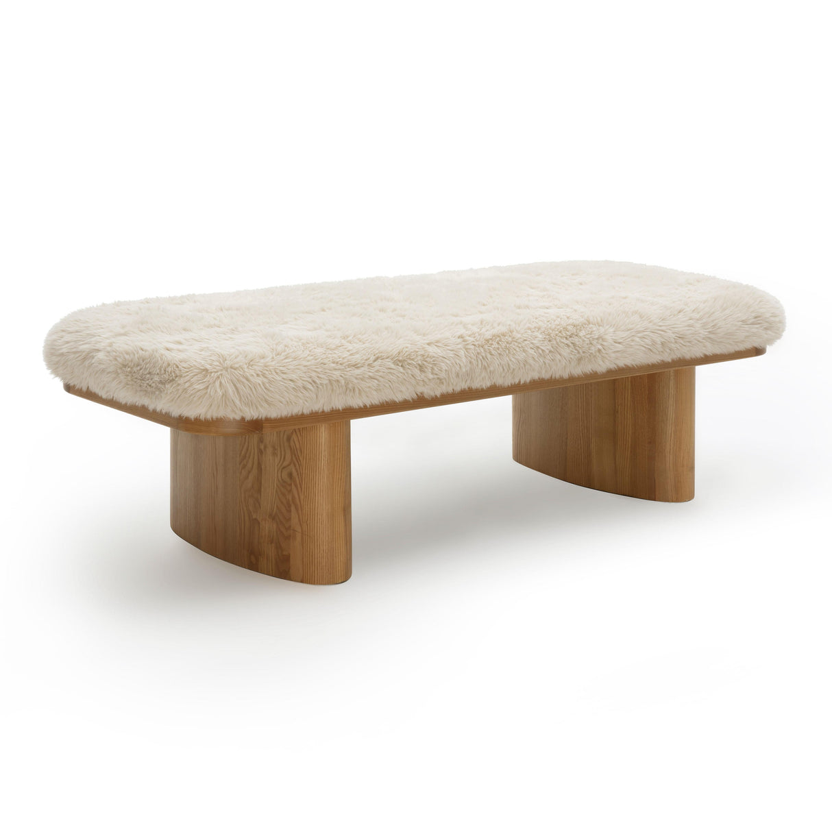 Ollie 56.5" Straight Vegan Shearling Large Bench