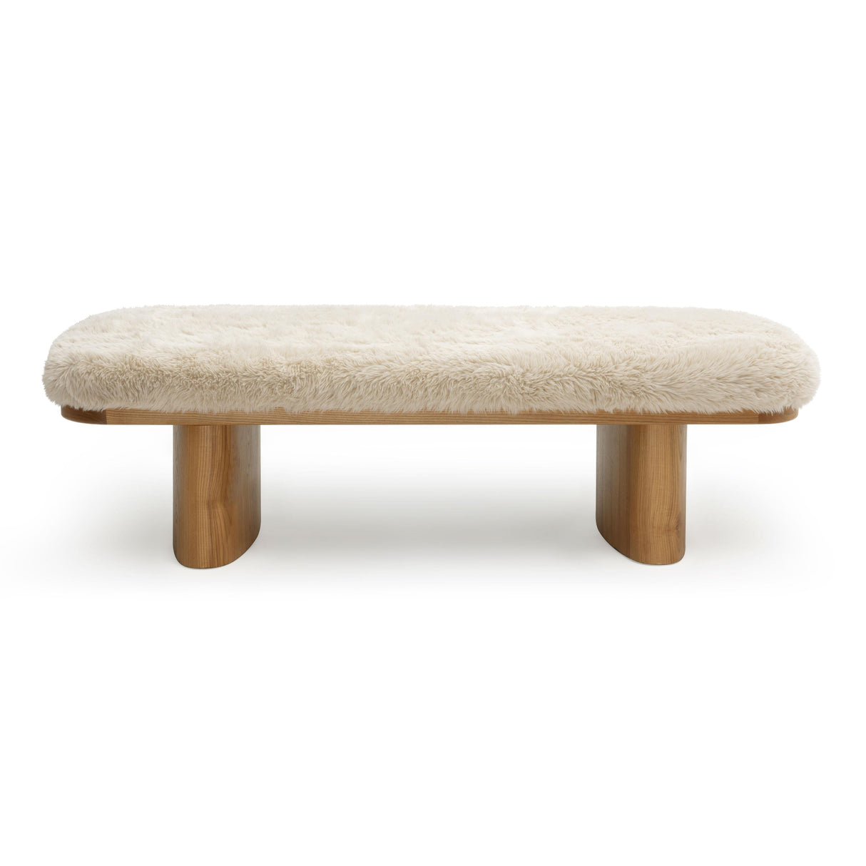 Ollie 56.5" Straight Vegan Shearling Large Bench