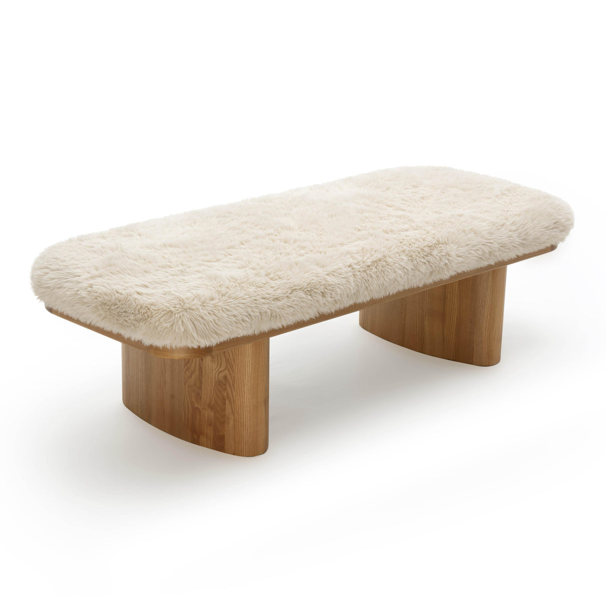 Ollie 56.5" Straight Vegan Shearling Large Bench