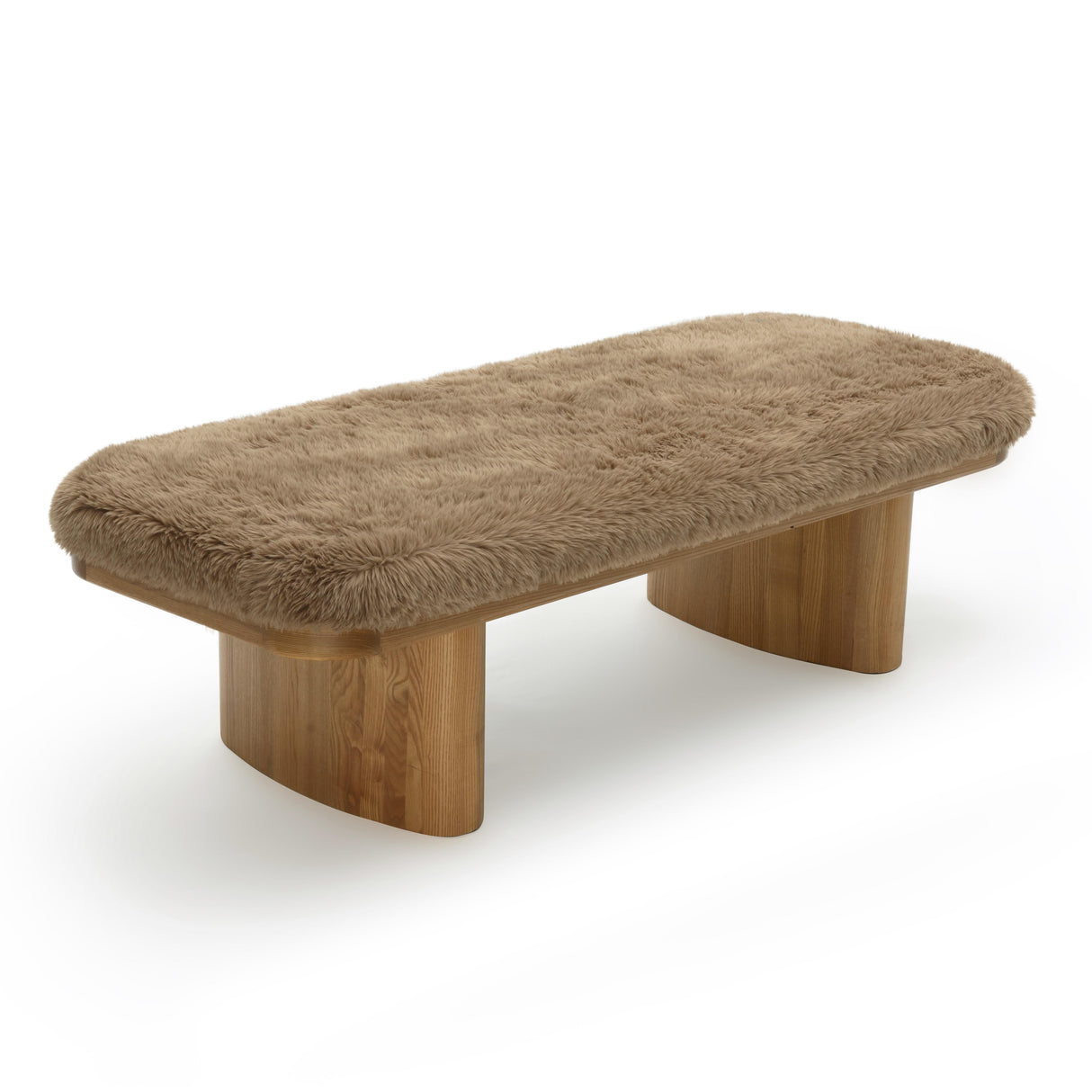 Ollie 56.5" Straight Vegan Shearling Large Bench