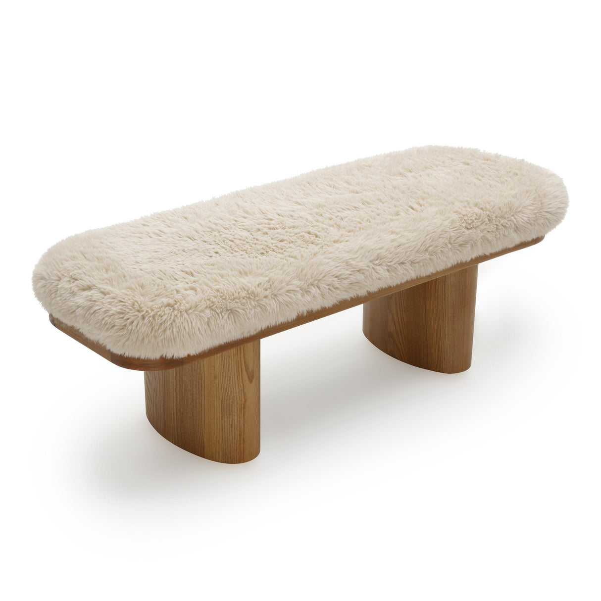 Ollie 48" Straight Vegan Shearling Bench