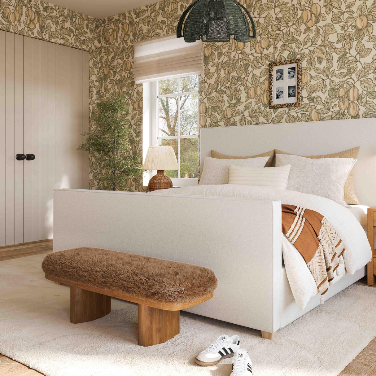 Ollie 48" Straight Vegan Shearling Bench