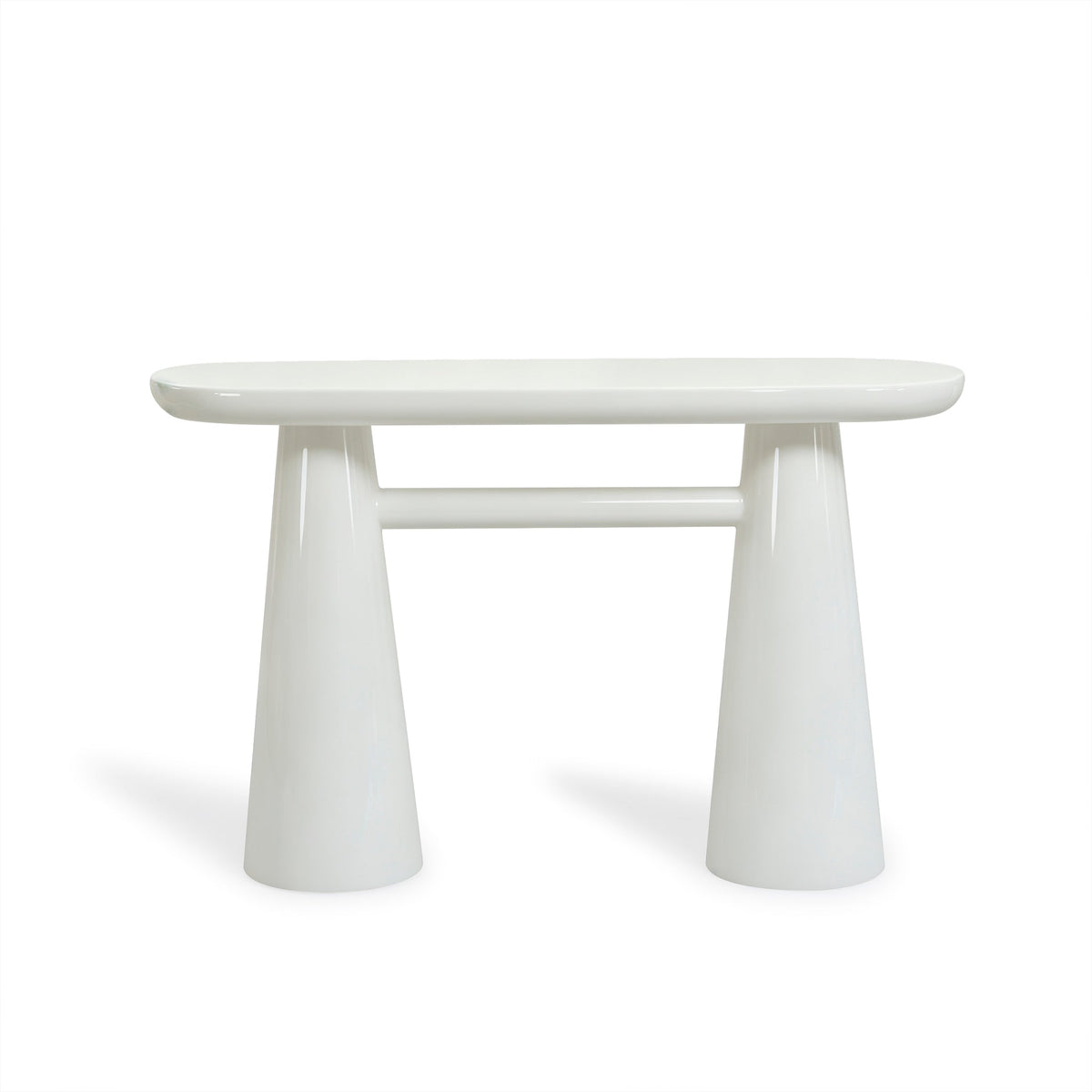 Baila 50-inch glossy lacquer console table front view in cream