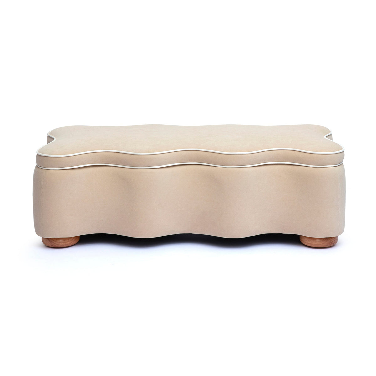 Thalia 48.5-inch tan performance velvet storage bench angled profile