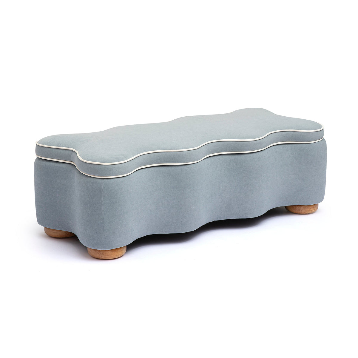 Interior storage compartment view of FOAK Thalia performance velvet bench