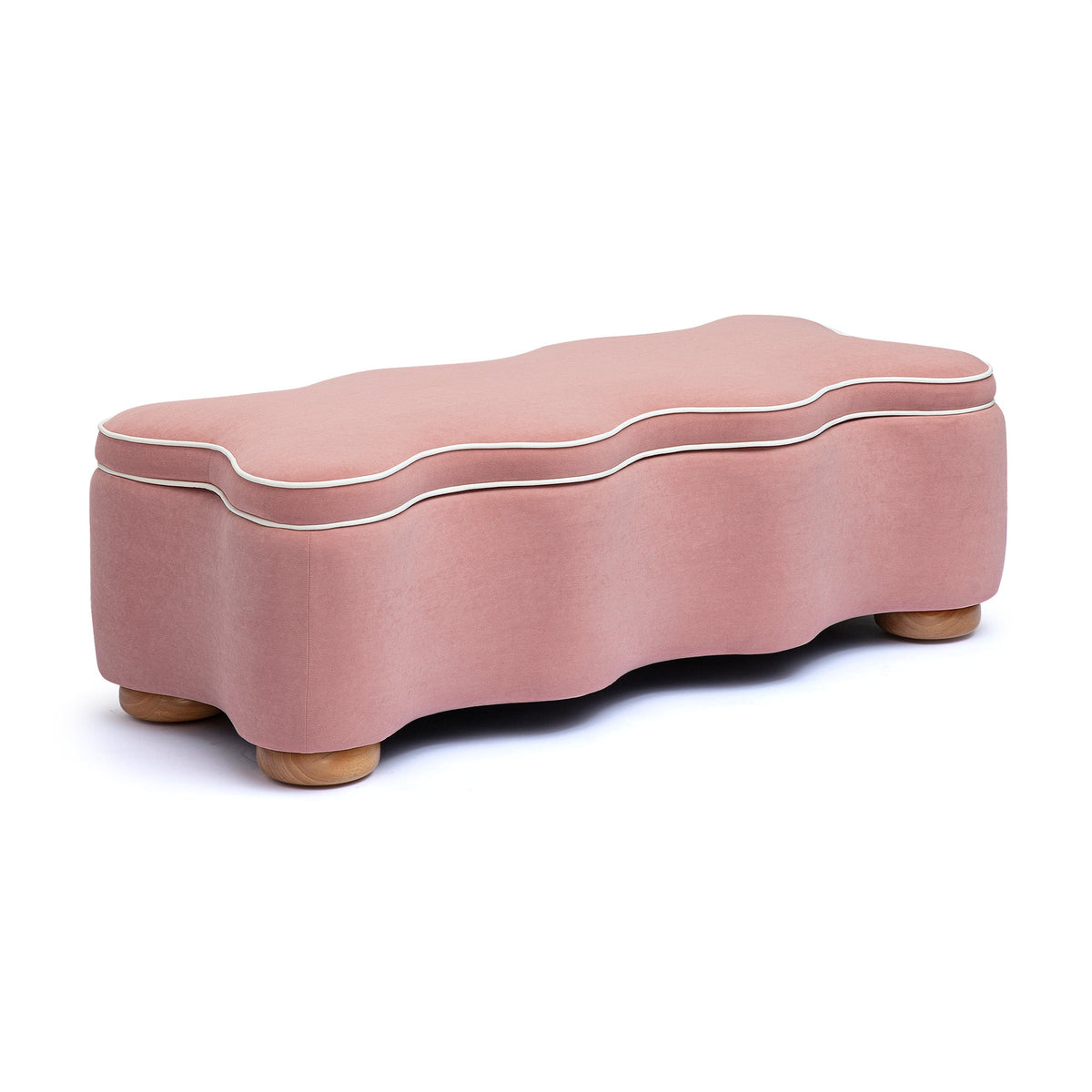 Thalia 48.5-inch performance velvet storage bench in pink finish