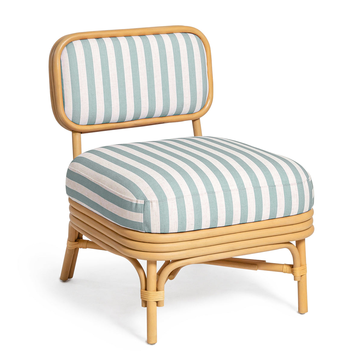Dorine Striped Performance Linen & Rattan Accent Chair - View 1