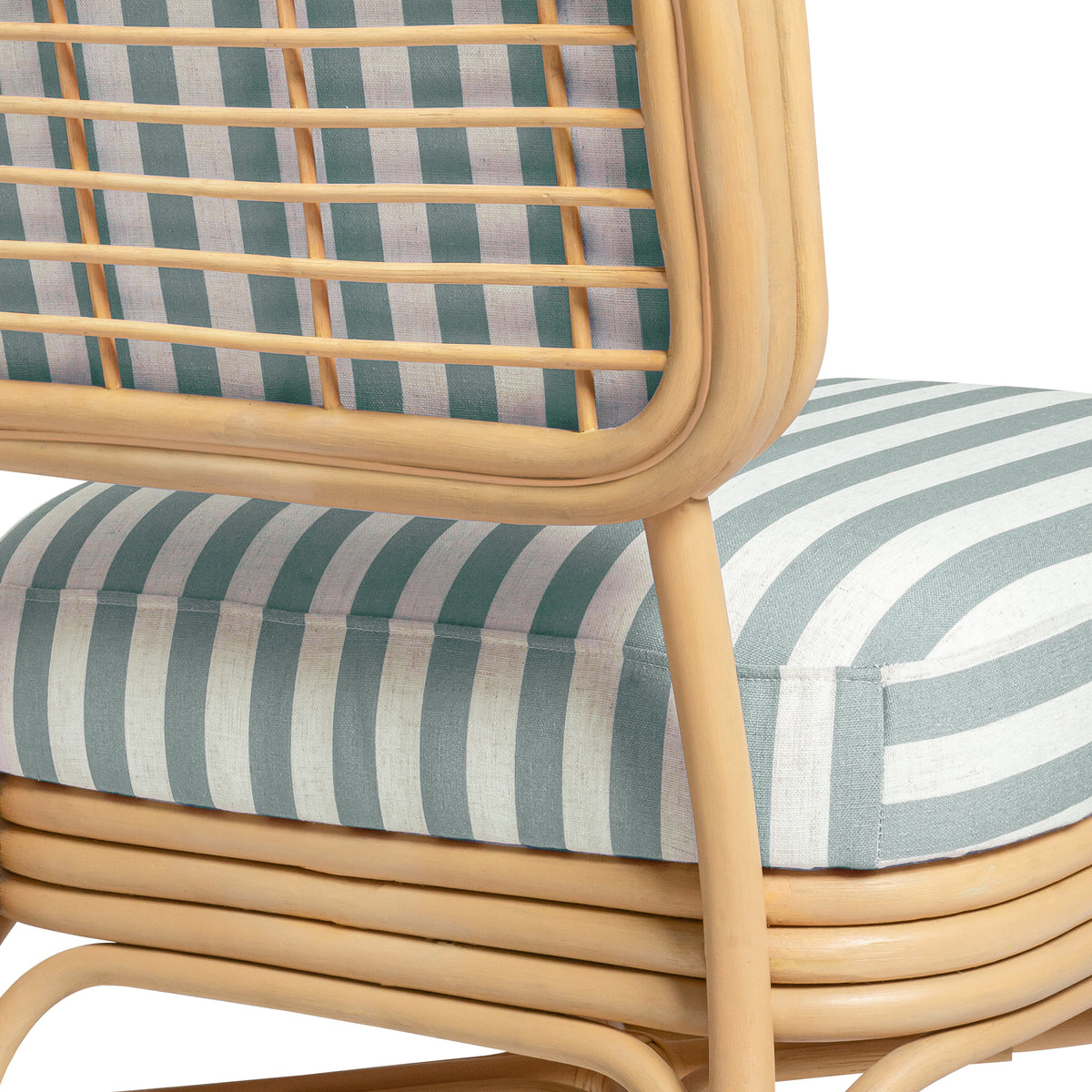 Dorine Striped Performance Linen & Rattan Accent Chair - View 5