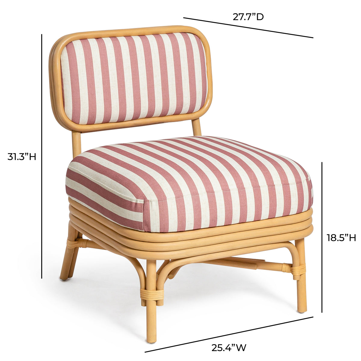 Dorine Striped Performance Linen & Rattan Accent Chair - View 24