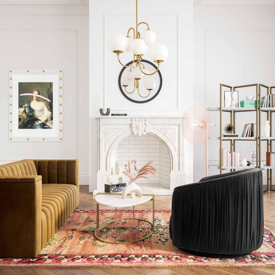 London Pleated Velvet Swivel Chair