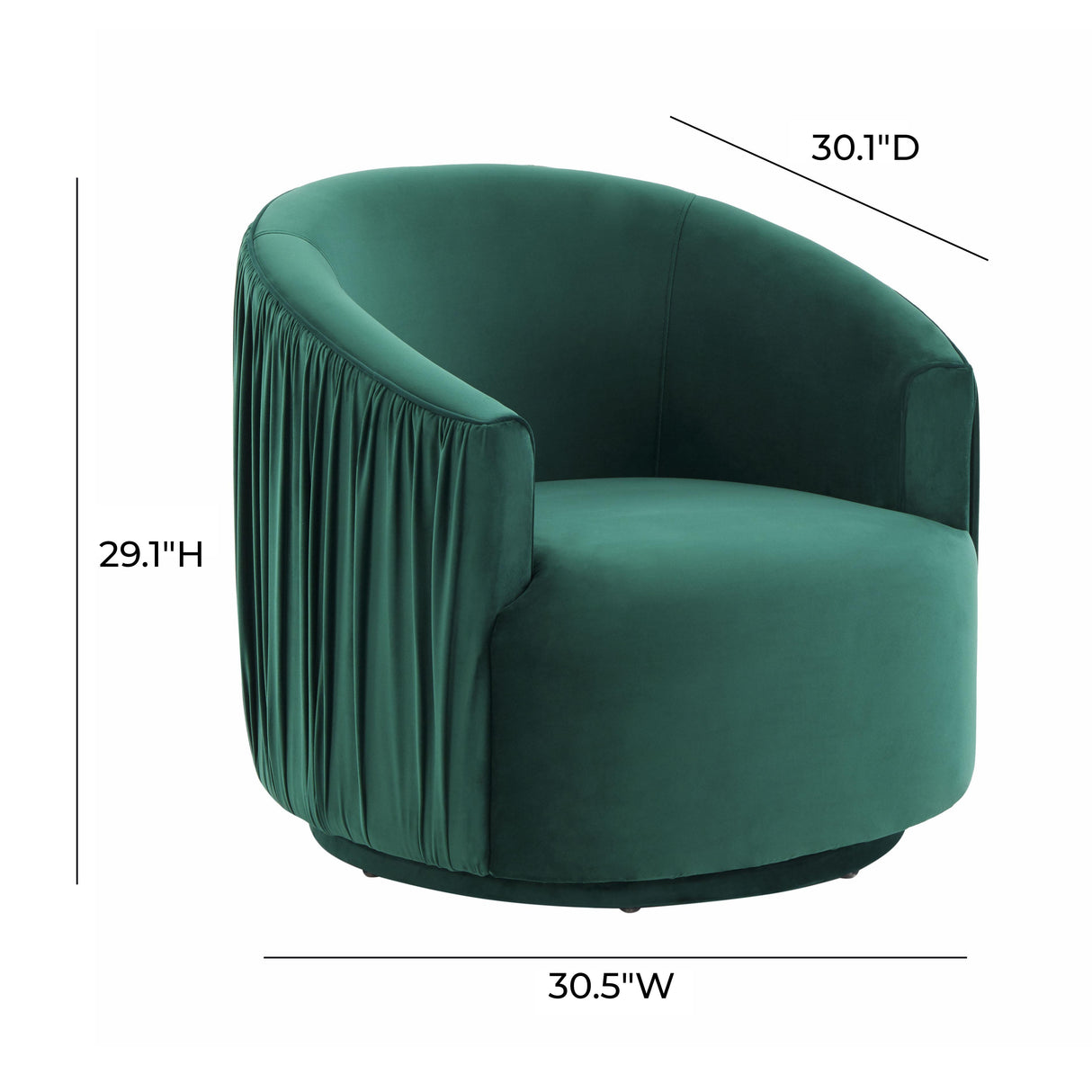 London Pleated Velvet Swivel Chair