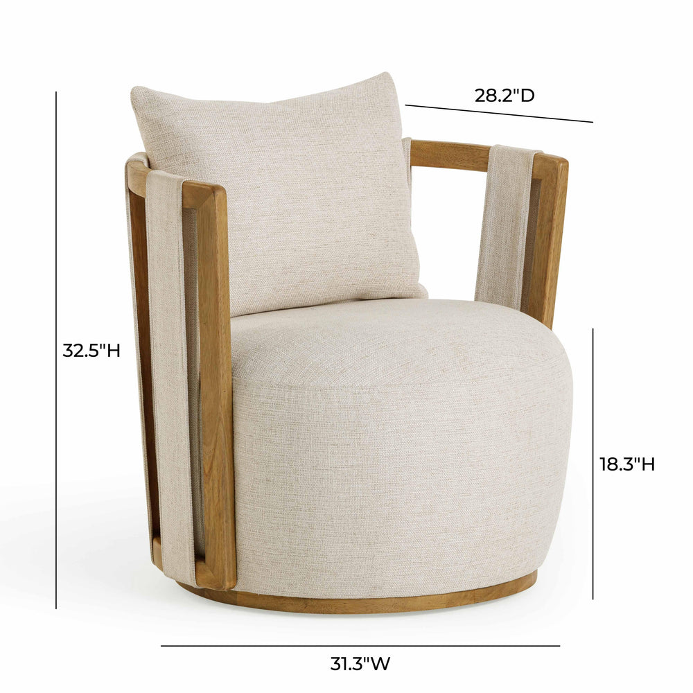 Paolo Cream Textured Weave Swivel Chair dimensions
