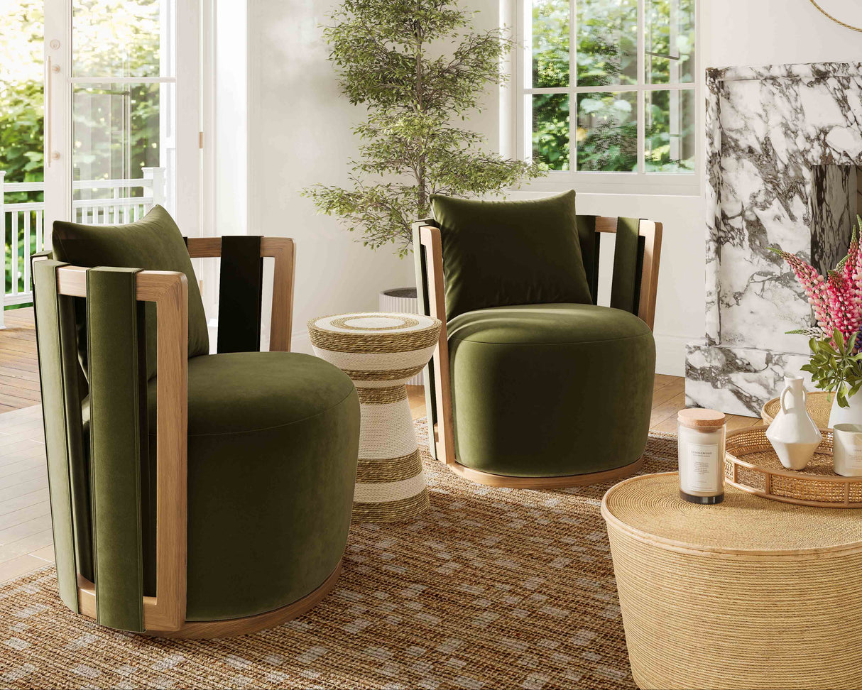 Paolo Upcycled Fabric Swivel Chair