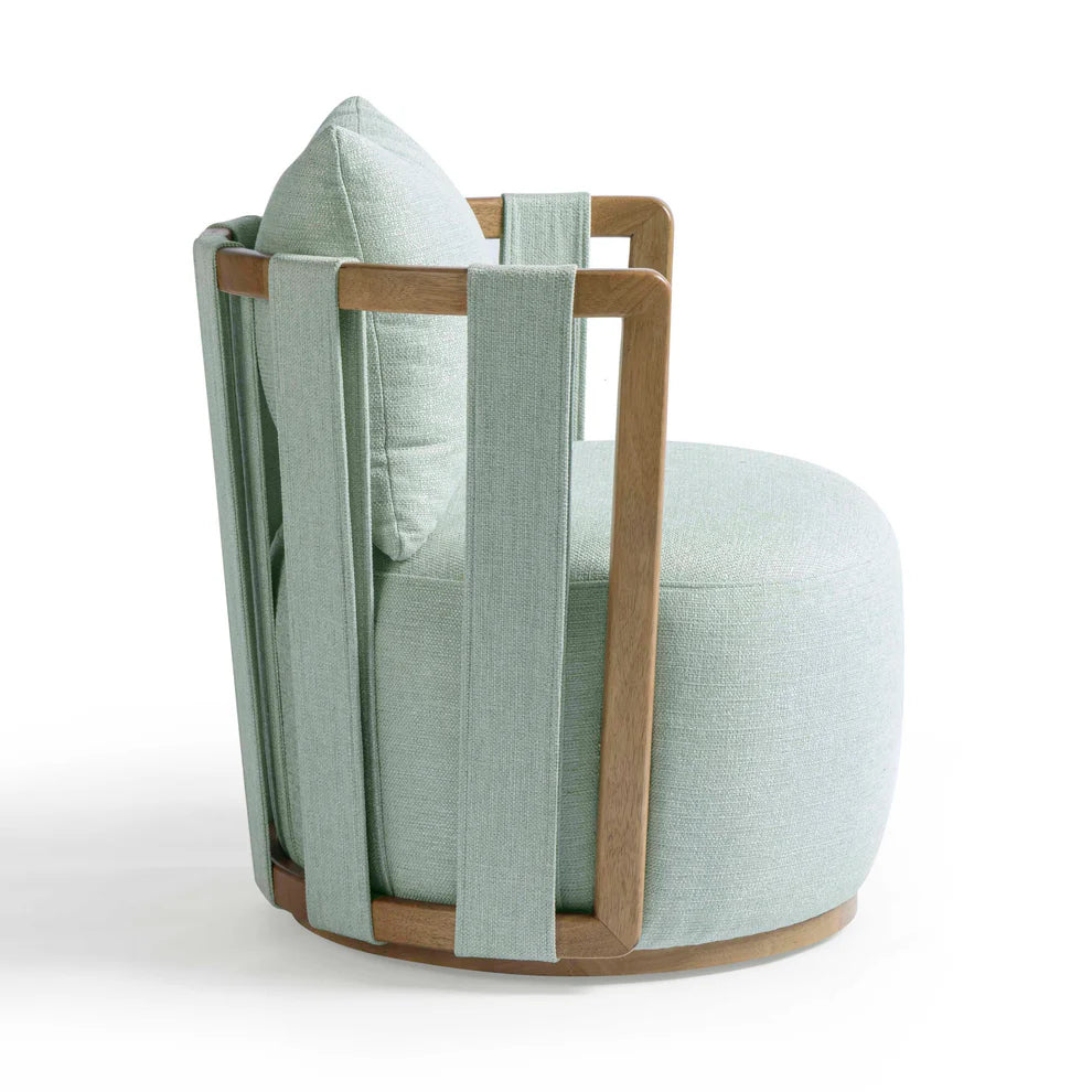 Paolo Cream Textured Weave Swivel Chair