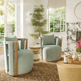 Paolo Cream Textured Weave Swivel Chair