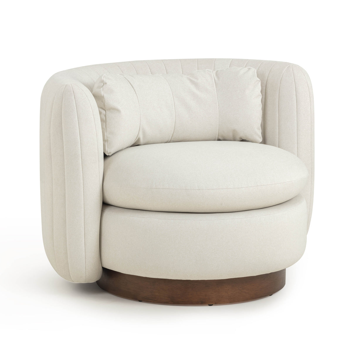 Nura Cream Vegan Mohair Swivel Accent Chair