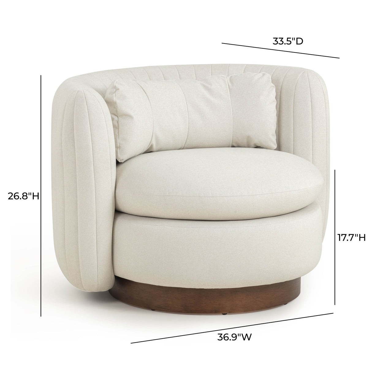 Nura Cream Vegan Mohair Swivel Accent Chair