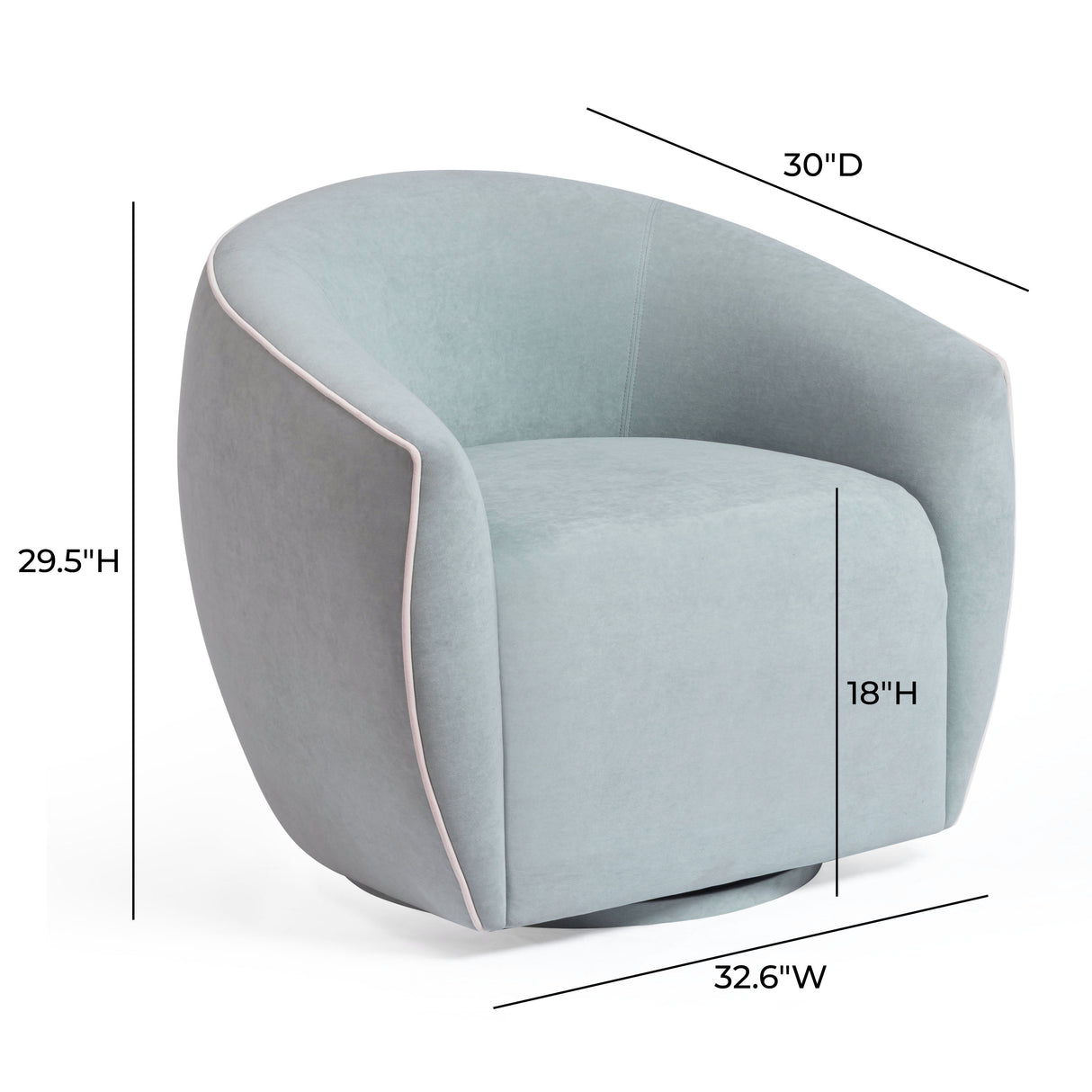 Jordan Contrast Piping Velvet Swivel Chair