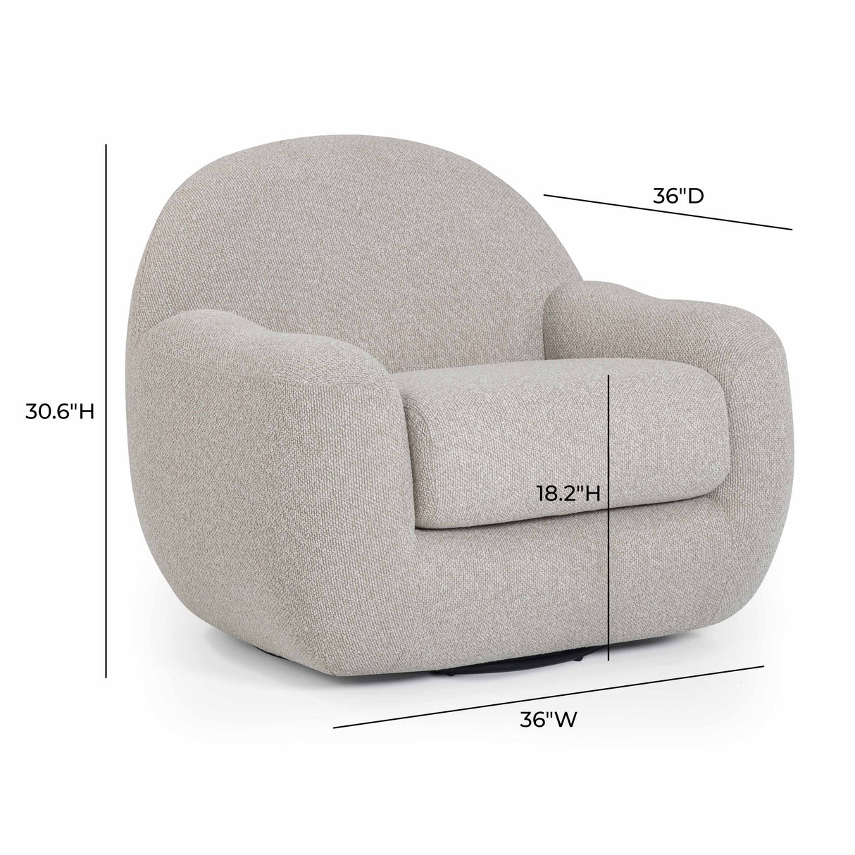 Tiago Warm Grey Boucle Swivel Chair