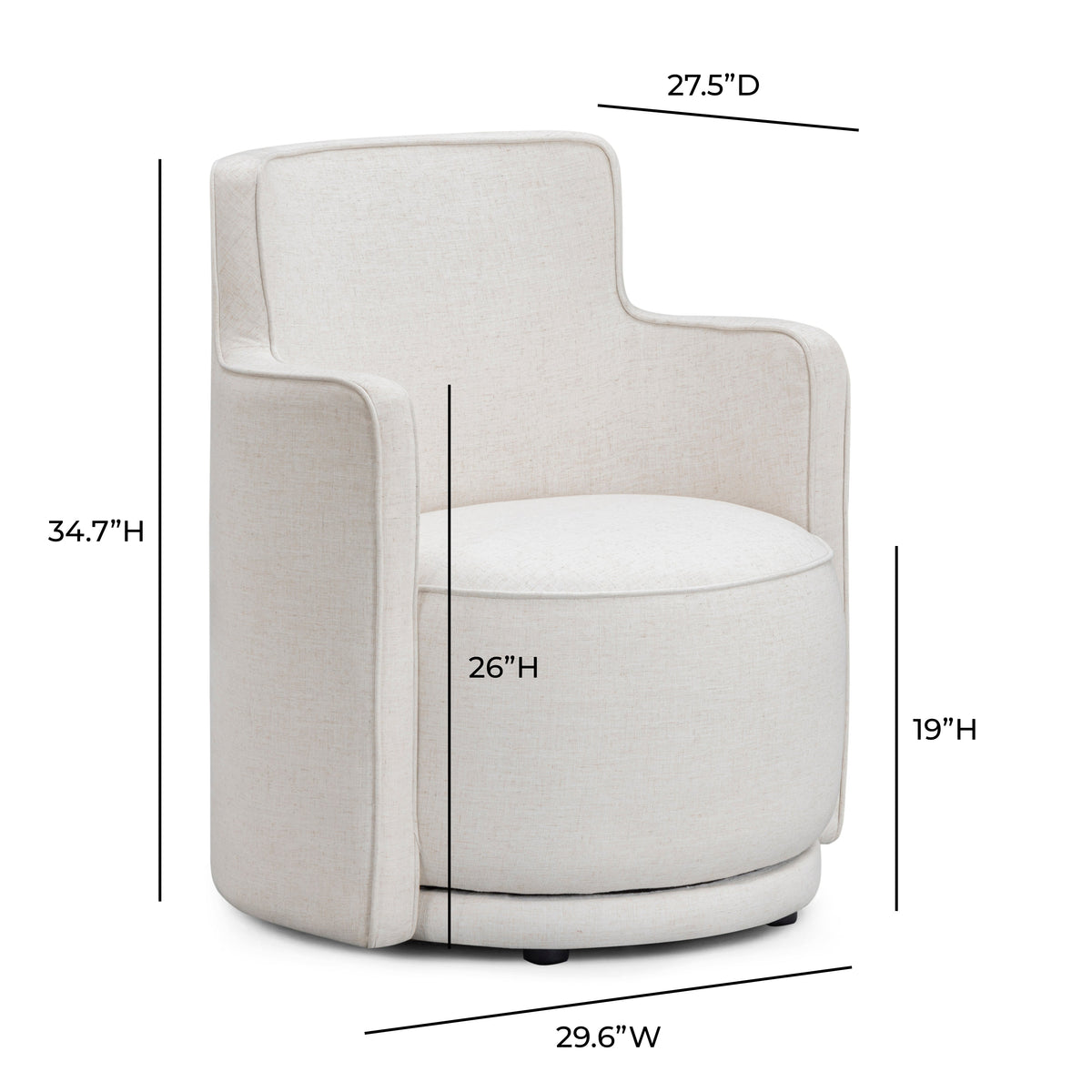 Passe Cream Upcycled Performance Linen Swivel Accent Chair - View 7