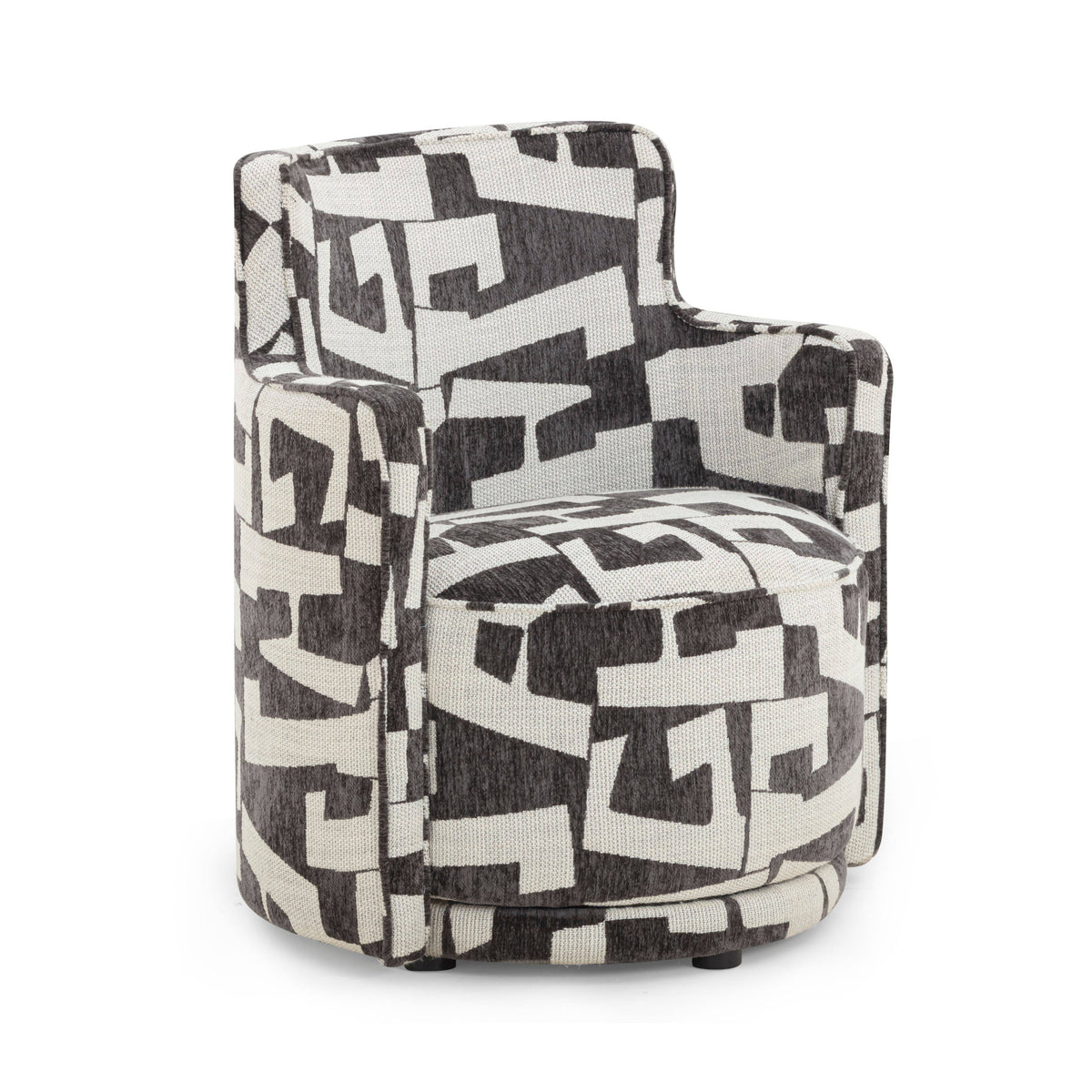 Passe Black Performance Jacquard Swivel Accent Chair - View 1