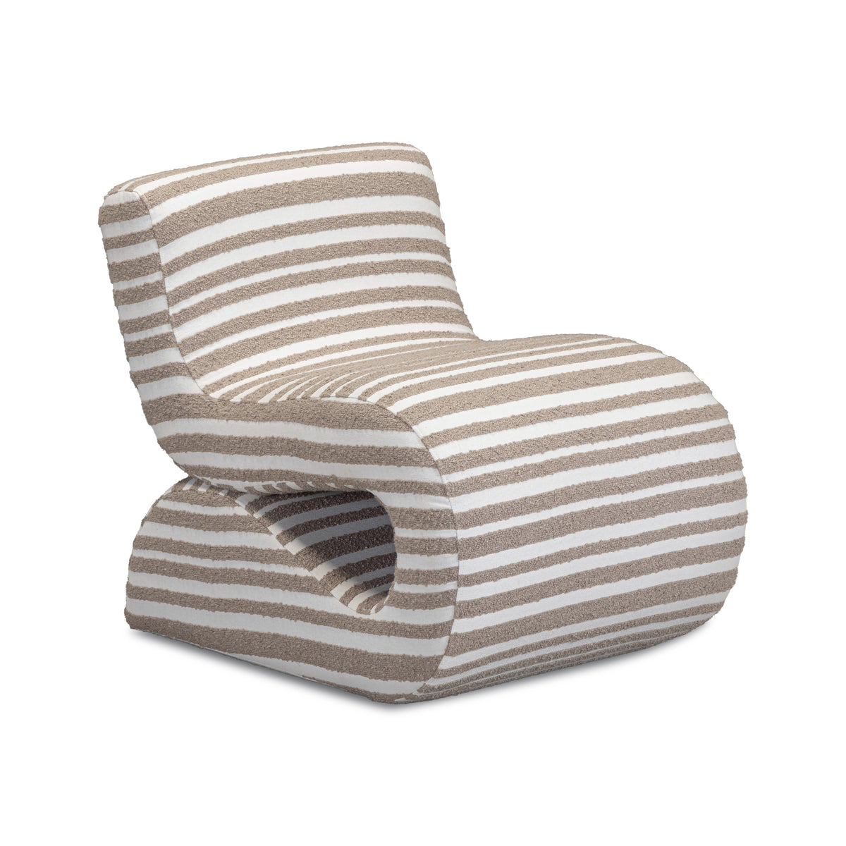 Senna Taupe Organic Stripes Contract-Grade Jacquard Fabric Accent Chair - View 1