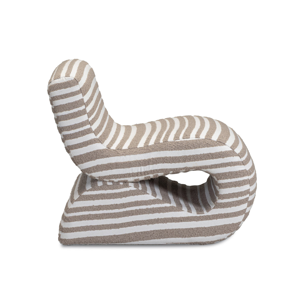 Senna Taupe Organic Stripes Contract-Grade Jacquard Fabric Accent Chair - View 5