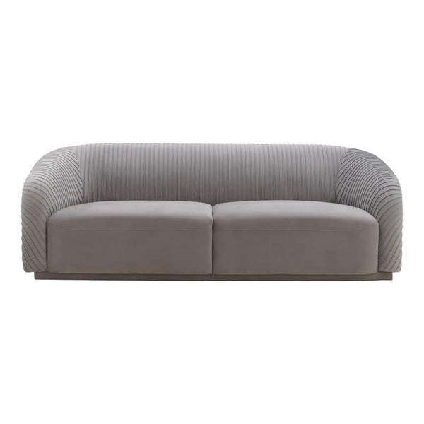 Yara Pleated Beige Velvet Sofa