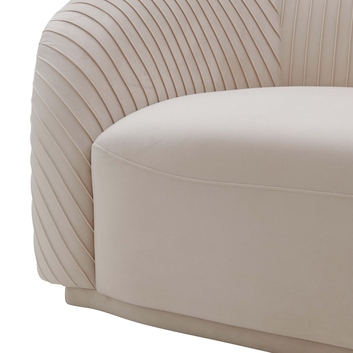 Yara Pleated Beige Velvet Sofa