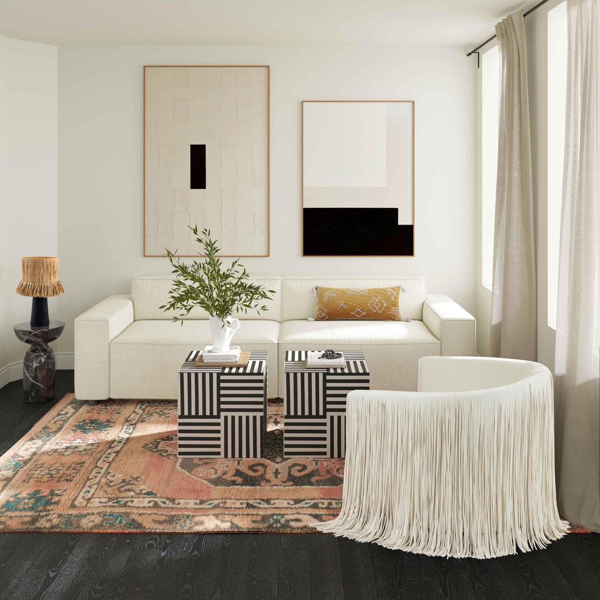 Shag Me Black Performance Vegan Leather Swivel Chair