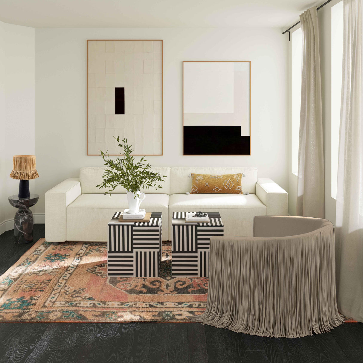 Shag Me Black Performance Vegan Leather Swivel Chair