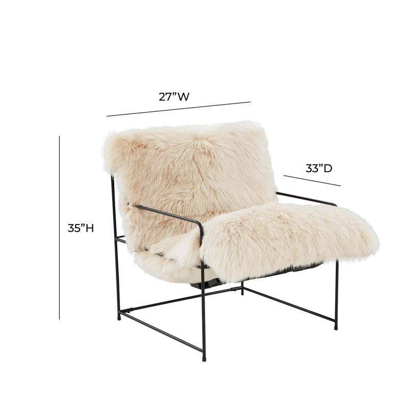 Kimi Natural Genuine Sheepskin Chair dimensions