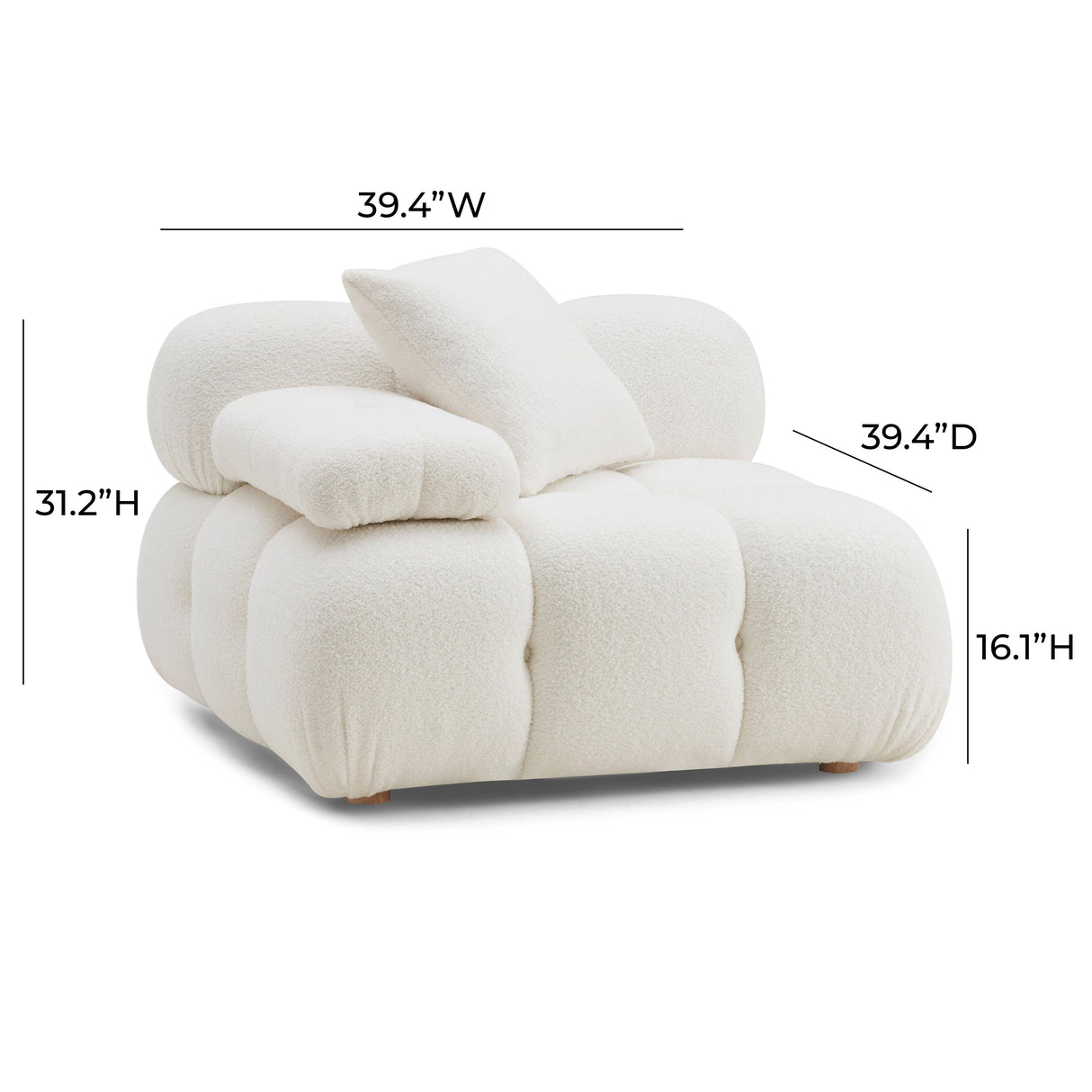 Calliope Cream Vegan Shearling Modular Corner Chair