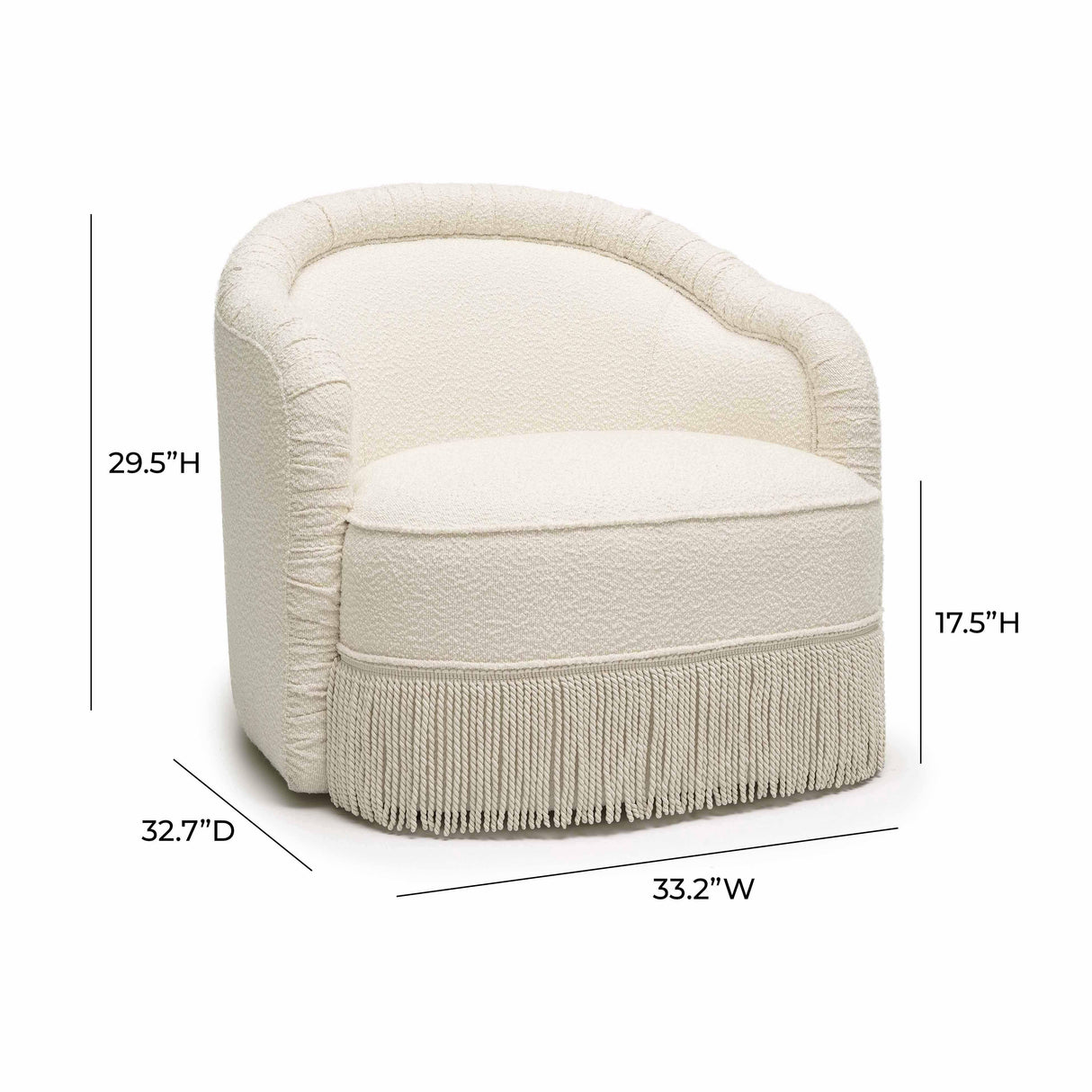 Pamela Cream Boucle Tassel Lounge Chair