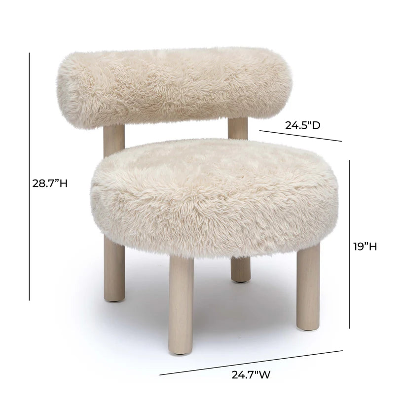 Carmel Natural Vegan Shearling Accent Chair dimensions