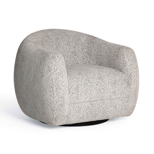 Judy Black and White Woven Fabric Swivel Chair