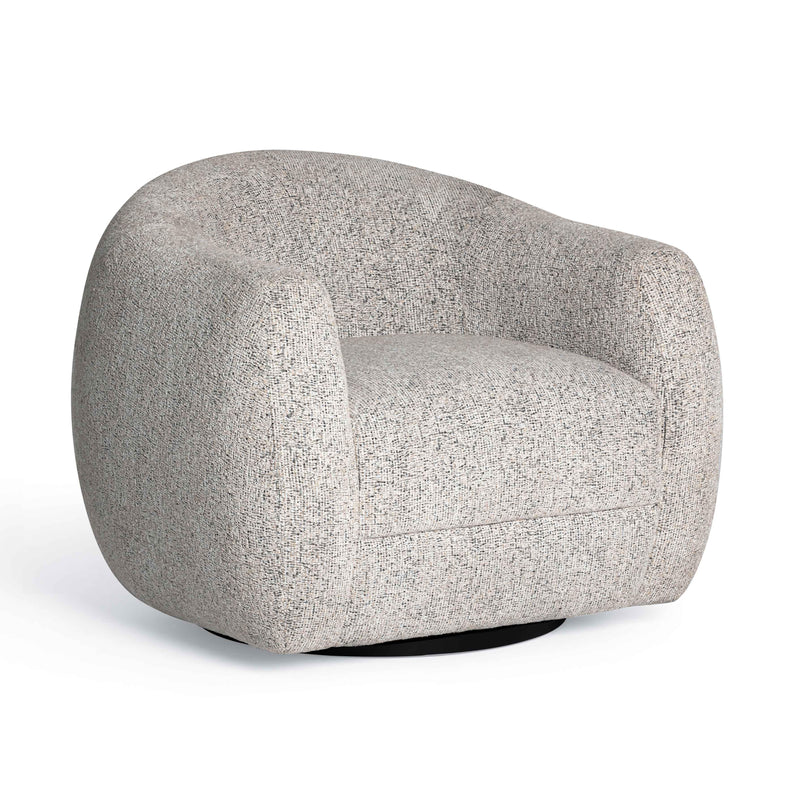 Judy Black and White Woven Fabric Swivel Chair