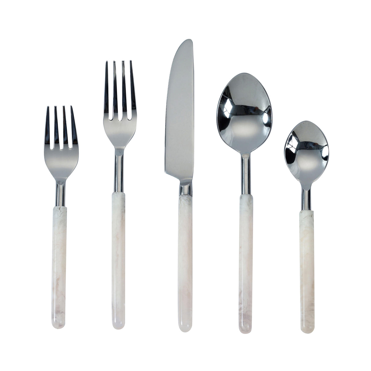 Frose Silver Stainless Steel Flatware - Set of 5 Pieces - Service For 1