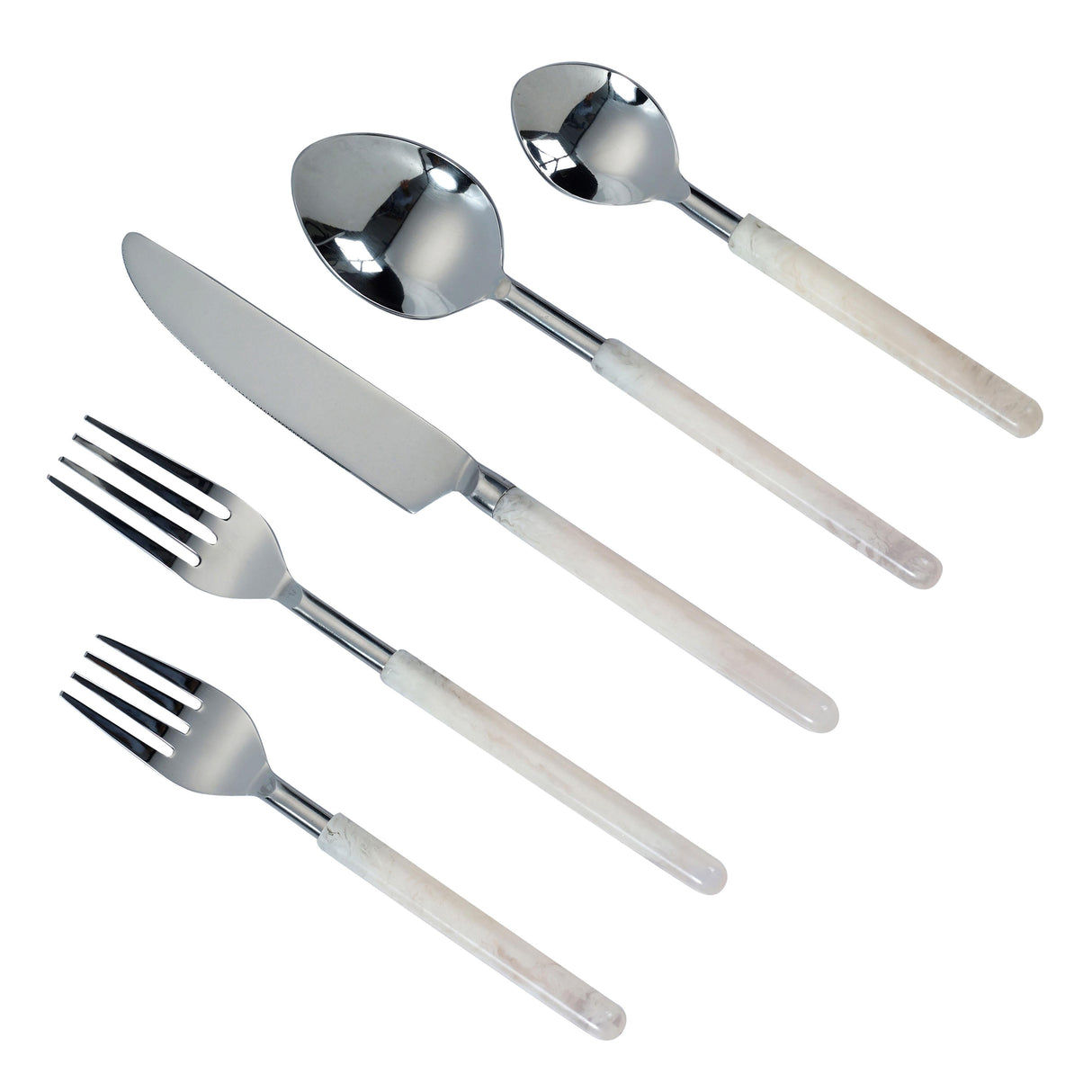 Frose Silver Stainless Steel Flatware - Set of 5 Pieces - Service For 1